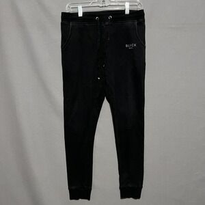 BLVCK Paris Sweatpants Mens Medium Black Fleece Joggers Elastic Waist Drawstring